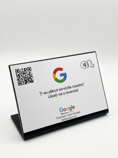 Suport 3D Google Reviews cu QR si NFC